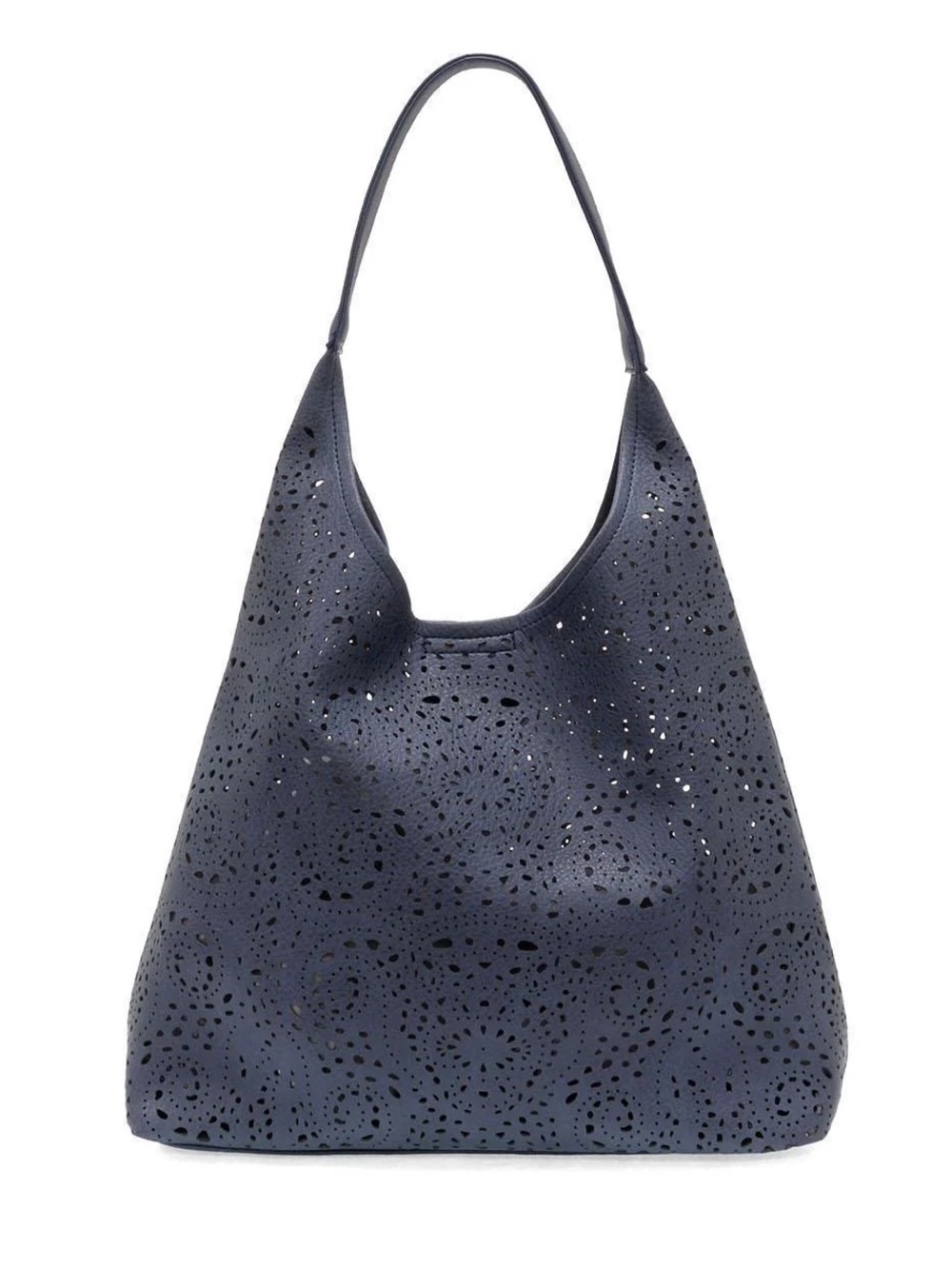 Navy Laser-Cut Lazer Eyelet Hobo Shoulder Bag, NWT
